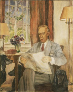 Duncan Phillips with the Dogs C'Est Tout, Ami and Babette Phillips, Marjorie 1894-1985