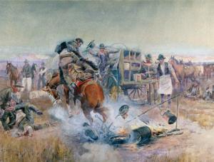 Charles M. Russell (1864–1926) Bronc to Breakfast, 1908 Watercolor on paper Montana Historical Society, Mackay Collection X1952.01.06